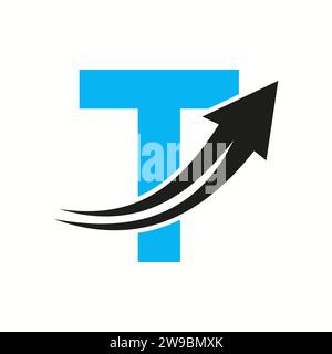 Financial Logo On Letter T Concept With Growth Arrow Icon Stock Vector