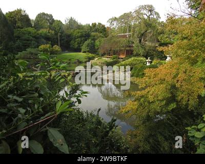 Shofuso Japanese House in Philadelphia's Fairmount Park, a historic landmark built in 1953 and modeled on a 17th-century Japanese house and garden. Stock Photo