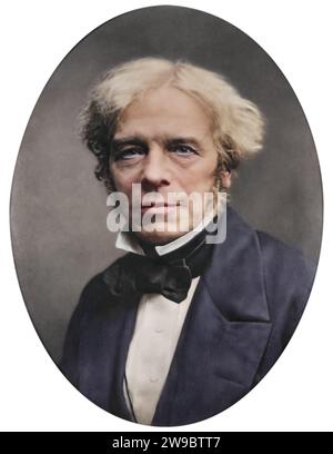 Portrait of Michael Faraday. Circa 1850. Photograph by Henry Dixon & Son Ltd. Stock Photo