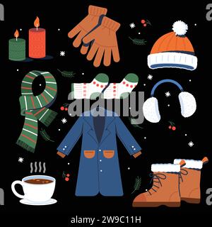 flat elements collection wintertime season design vector illustration Stock Vector