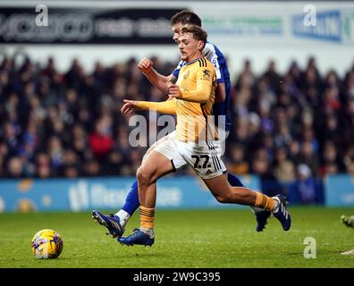 Ipswich Town's Cameron Burgess tackles Leicester City's Kiernan Dewsbury-Hall during the Sky Bet Championship match at Portman Road, Ipswich. Picture date: Tuesday December 26, 2023. Stock Photo