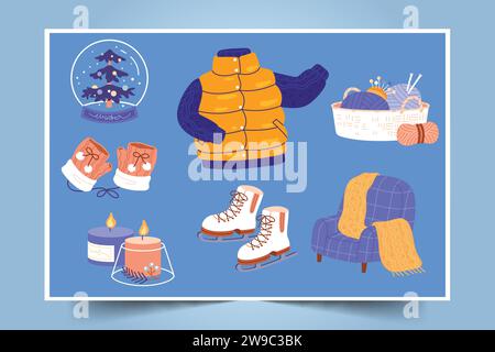 flat elements collection winter season design vector illustration Stock Vector