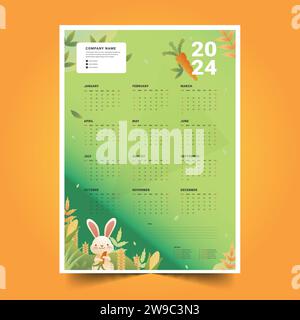 gradient 2024 calendar template design vector illustration Stock Vector