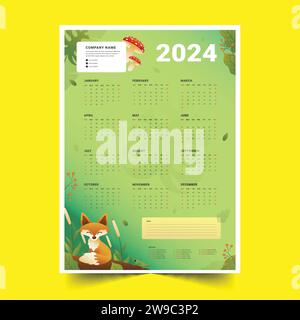 gradient 2024 calendar template design vector illustration Stock Vector