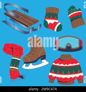 flat elements collection wintertime season design vector illustration Stock Vector