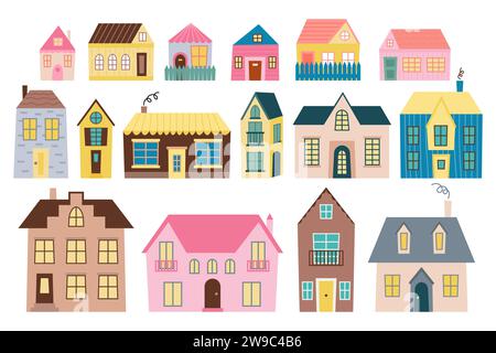 Set of cute houses Stock Vector