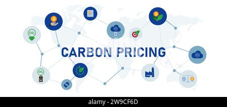 carbon pricing pay for emission climate change global warming industry air pollution environment responsibility Stock Vector