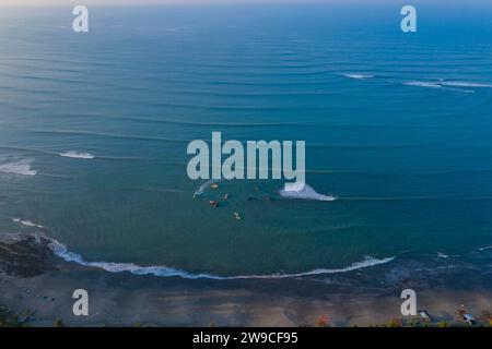 Aerial view of the Saint Martin's Island, locally known as Narikel Jinjira, is the only coral island and one of the most famous tourist spots of Bangl Stock Photo