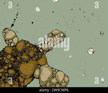 Sea turtle grunge vector illustration, abstract art Stock Vector