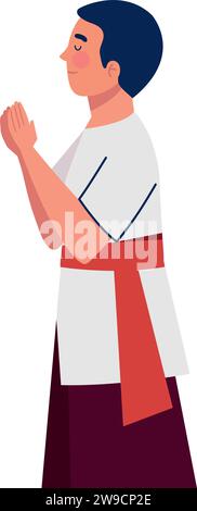 nyepi man praying Stock Vector