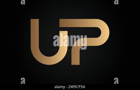 Luxury Initial UP or PU Monogram Text Letter Logo Design Stock Vector