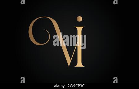 Luxury Initial IV or VI Monogram Text Letter Logo Design Stock Vector