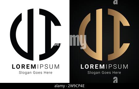 Luxury Initial IV or VI Monogram Text Letter Logo Design Stock Vector