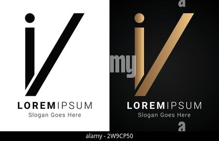 Luxury Initial IV or VI Monogram Text Letter Logo Design Stock Vector