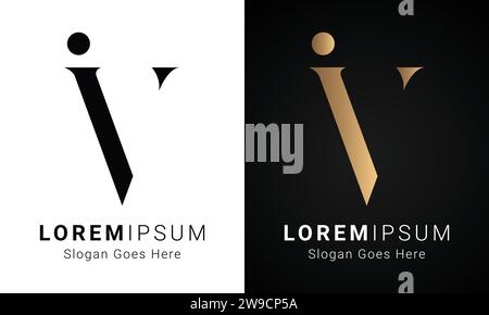 Luxury Initial IV or VI Monogram Text Letter Logo Design Stock Vector