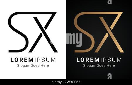 Luxury Initial SX or XS Monogram Text Letter Logo Design Stock Vector