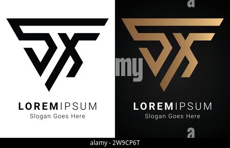 Luxury Initial SX or XS Monogram Text Letter Logo Design Stock Vector