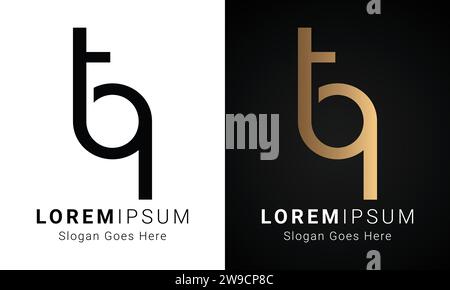 Luxury Initial TQ or QT Monogram Text Letter Logo Design Stock Vector