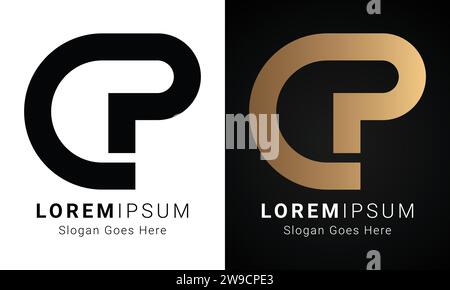 Luxury Initial CP or PC Monogram Text Letter Logo Design Stock Vector