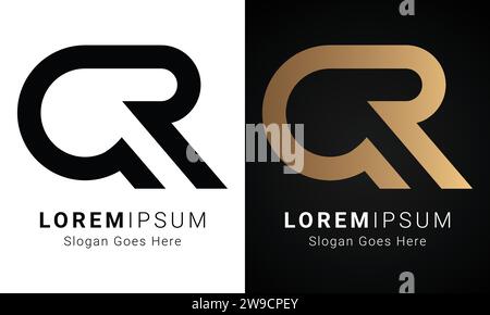Luxury Initial QR or RQ Monogram Text Letter Logo Design Stock Vector