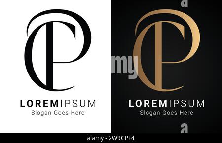 Luxury Initial CP or PC Monogram Text Letter Logo Design Stock Vector