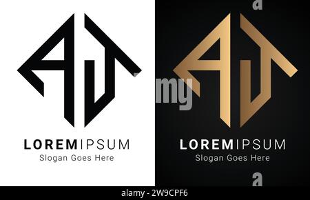 Luxury Initial AJ or JA Monogram Text Letter Logo Design Stock Vector