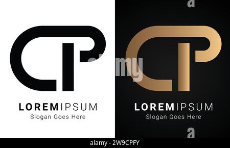Luxury Initial CP or PC Monogram Text Letter Logo Design Stock Vector