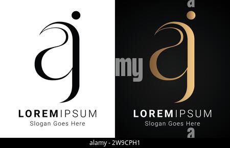 Luxury Initial AJ or JA Monogram Text Letter Logo Design Stock Vector