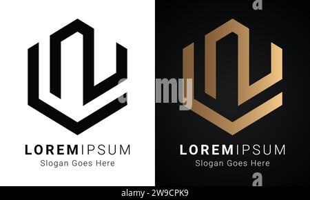 Luxury Initial NL or LN Monogram Text Letter Logo Design Stock Vector