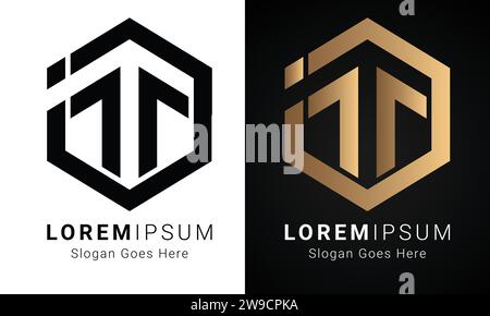 Luxury Initial TJ or JT Monogram Text Letter Logo Design Stock Vector