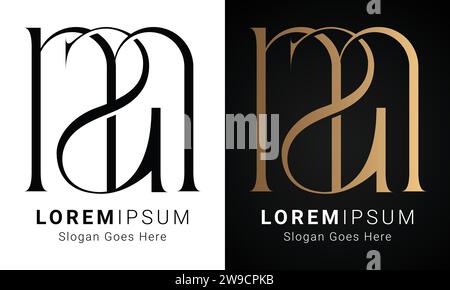 Luxury Initial AM or MA Monogram Text Letter Logo Design Stock Vector