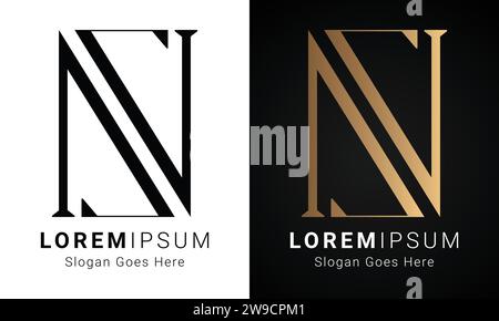 Luxury Initial ZN or NZ Monogram Text Letter Logo Design Stock Vector