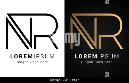 Luxury Initial NR or RN Monogram Text Letter Logo Design Stock Vector