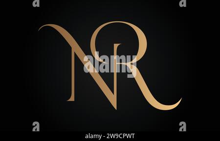 Luxury Initial NR or RN Monogram Text Letter Logo Design Stock Vector