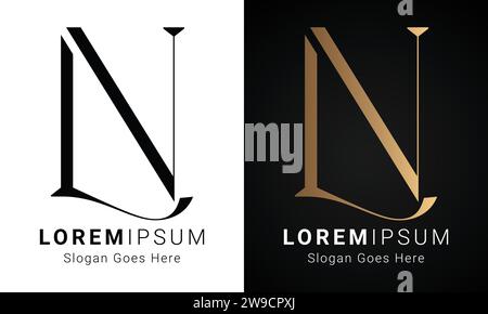 Luxury Initial NL or LN Monogram Text Letter Logo Design Stock Vector