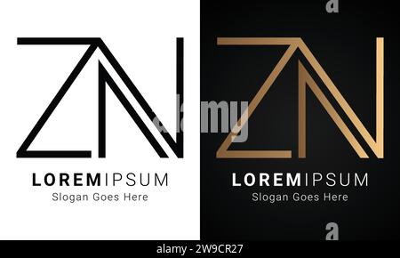 Luxury Initial ZN or NZ Monogram Text Letter Logo Design Stock Vector