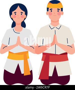 nyepi couple praying Stock Vector