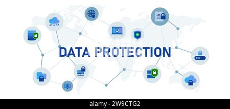 data protection for security privacy secret important information with technology safety system Stock Vector