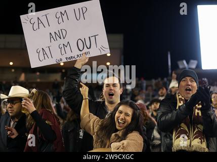 December 26, 2023: Texas State fans during the SERVPRO First Responder Bowl game between the Rice Owls and the Texas State Bobcats on December 26, 2023 in Dallas. Making their first-ever bowl game appearance, Texas State won, 45-21. (Credit Image: © Scott Coleman/ZUMA Press Wire) EDITORIAL USAGE ONLY! Not for Commercial USAGE! Stock Photo