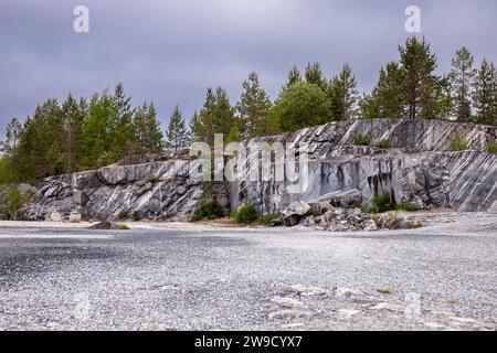 Karelian landscape, former marble quarry on a summer day.  Ruskeala, Karelia, Russia Stock Photo