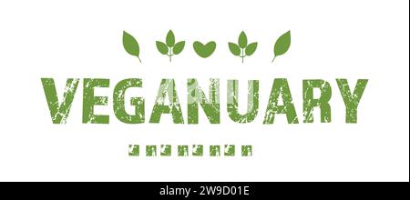 Veganuary Text design vector illustration with vegetable icons Stock Vector
