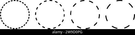 Dashed and dotted circle icon. Black and white broken rings. Dotted round lines. Abstract monochrome graphic. Dashed cut circle line. Vector Stock Vector