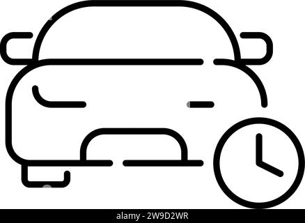 Car and clock. Hourly rental rates. Pixel perfect icon Stock Vector