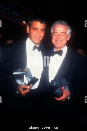 Hollywood, California, USA 5th October 1996 (L-R) Actor George Clooney and father Journalist Nick Clooney attend Hollywood Entertainment Museum Opening on October 5, 1996 in Hollywood, California, USA. Photo by Barry King/Alamy Stock Photo Stock Photo