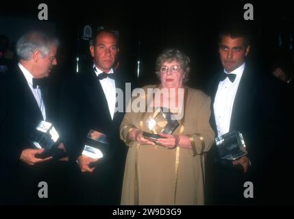 Hollywood, California, USA 5th October 1996 (L-R) Journalist Nick Clooney, Actor Miguel Ferrer, Singer/Actress Rosemary Clooney and Actor George Clooney attend Hollywood Entertainment Museum Opening on October 5, 1996 in Hollywood, California, USA. Photo by Barry King/Alamy Stock Photo Stock Photo