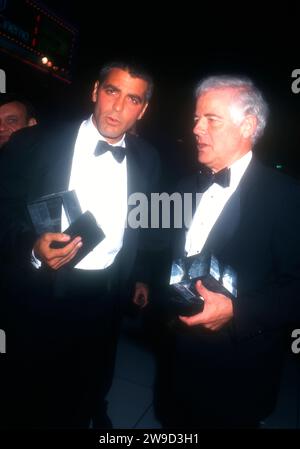 Hollywood, California, USA 5th October 1996 (L-R) Actor George Clooney and father Journalist Nick Clooney attend Hollywood Entertainment Museum Opening on October 5, 1996 in Hollywood, California, USA. Photo by Barry King/Alamy Stock Photo Stock Photo