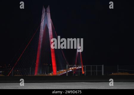 Istanbul Yavuz Sultan Selim Bridge Night View Stock Photo