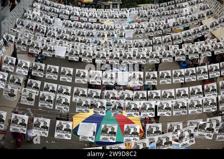 Posters of the election candidates are hanging over a street in Dhaka, Bangladesh, on December 27, 2023, Bangladesh Chief Election Commissioner (CEC) Stock Photo
