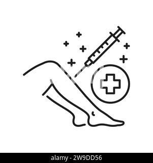 Injection into vein in leg, medical sclerotherapy surgery, injection ...