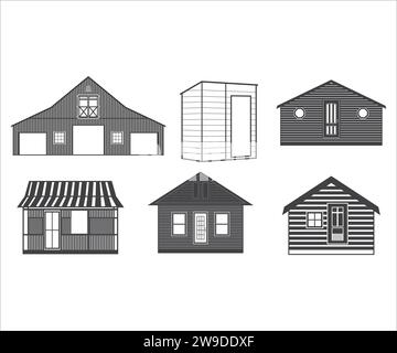 Cabin Vector, Wood Cabin, Log Cabin, Cabin Bundle, Cabin Clipart Set Stock Vector